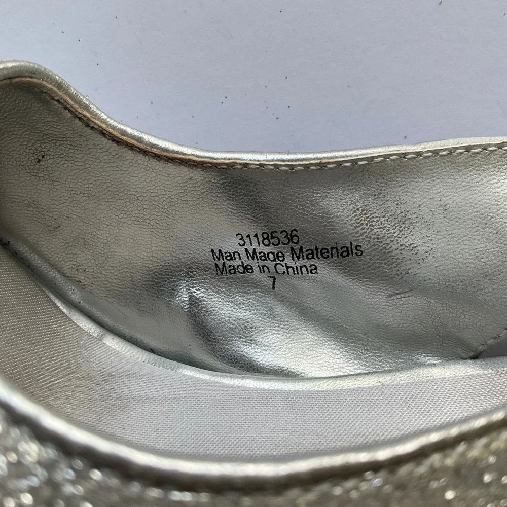 Lulu‎ Townsend Silver Glitter Peep Toe Slingback Platform Pumps Heels Stiletto 7